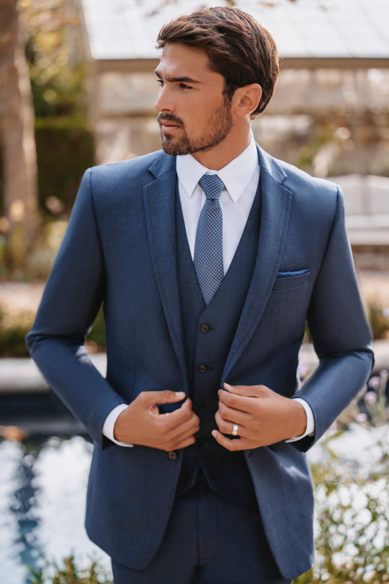 Braveman Men s Denim Blue Wedding Suit 3 Piece Package RENTAL