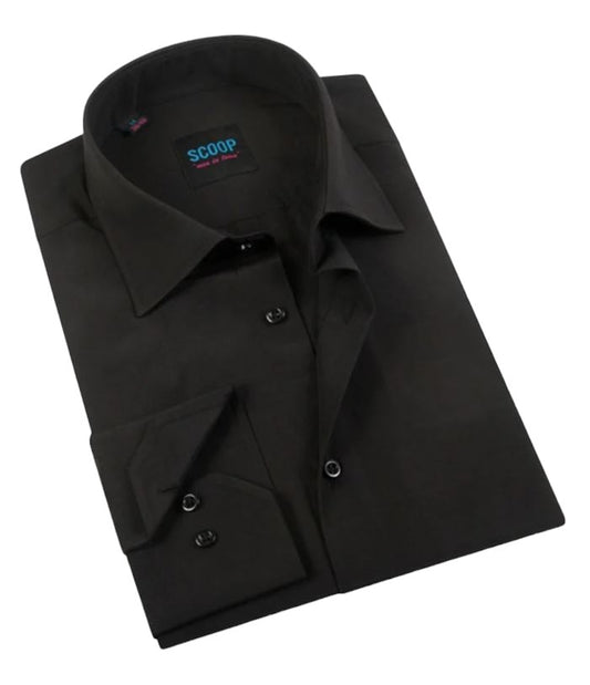 Men's Black Solid Slim Fit Dress Shirt 