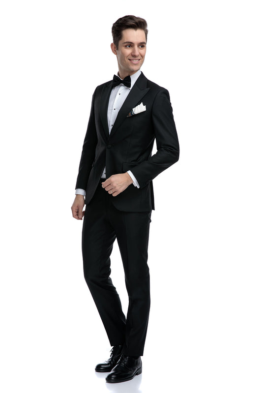 5 Piece Black 2 Button Notch Collar Tuxedo for the Performing Arts 