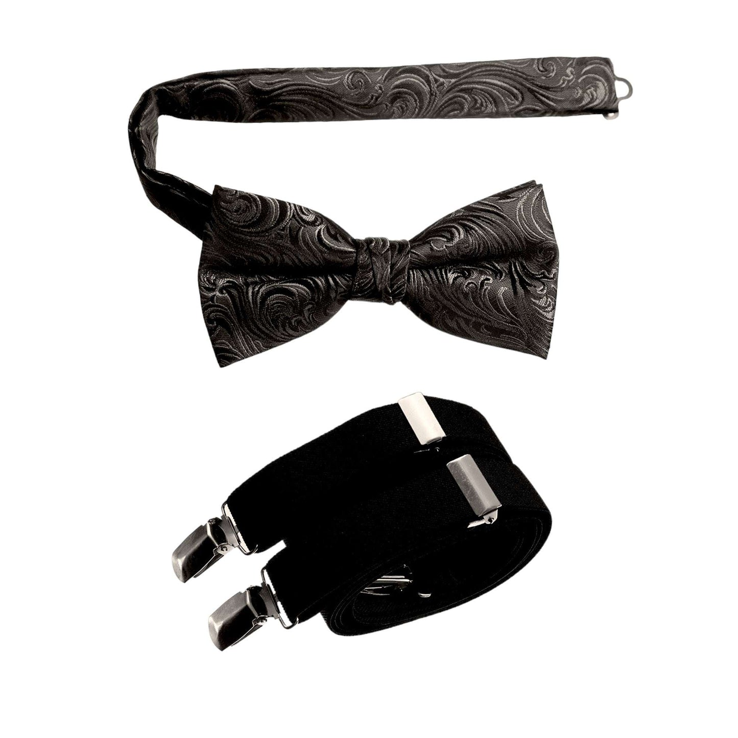 Self Tie Bow Tie Paisley Jacquard and Adjustable Stretch Suspender Sets 