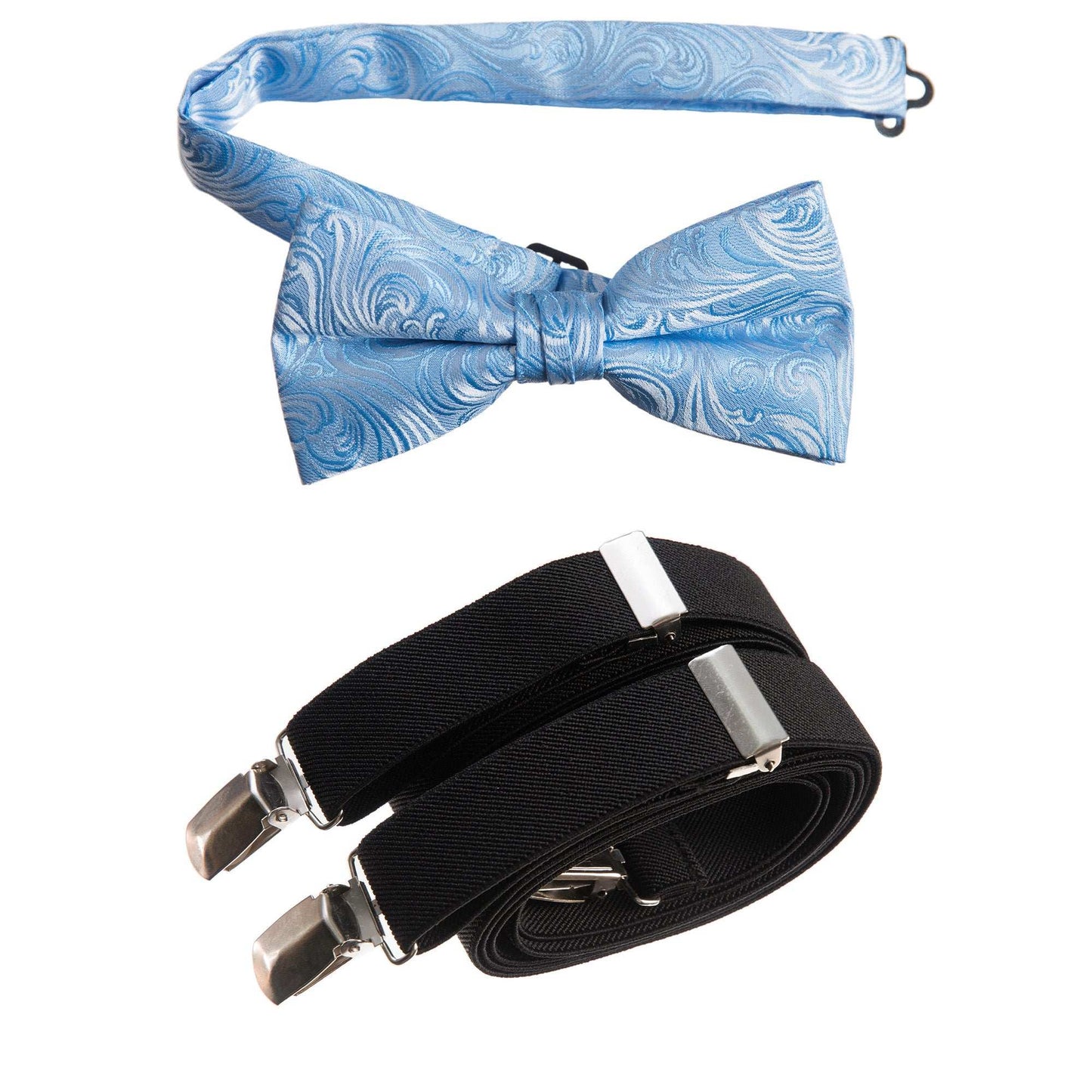 Pre-tied Bow Tie Paisley Jacquard and Adjustable Stretch Suspender Sets 