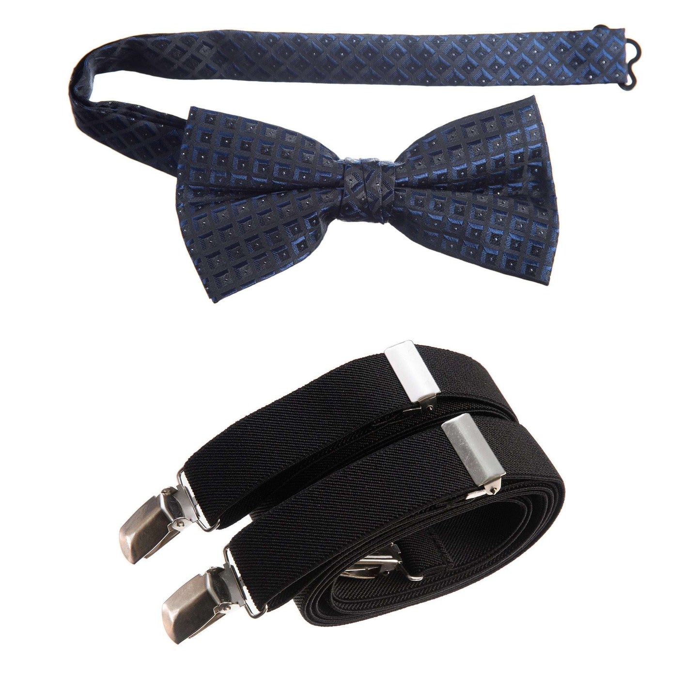 Pre-tied Bow Tie Paisley Jacquard and Adjustable Stretch Suspender Sets 