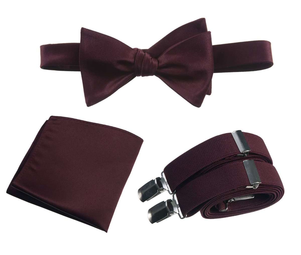 Tuxgear Inc | Men's & Boys Matching Set: Bow Tie, Suspenders & Pocket Square 