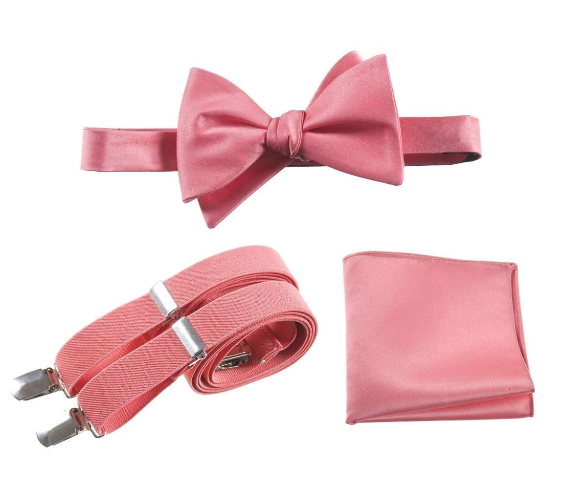 Tuxgear Inc | Men's & Boys Matching Set: Bow Tie, Suspenders & Pocket Square 