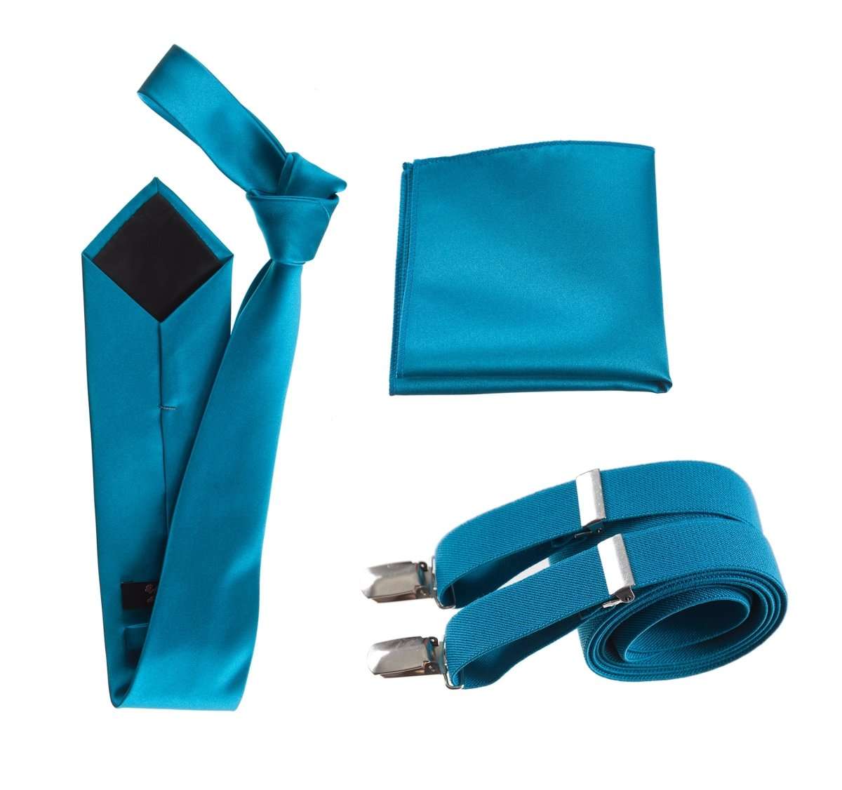 Classic Windsor Self Tie Necktie Suspenders and Pocket Square - Tuxgear