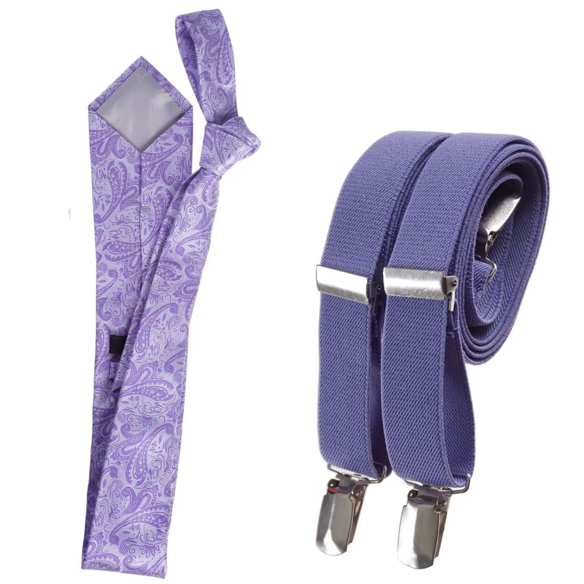 Classic Windsor Self Tie Paisley Jacquard Necktie and Suspenders 