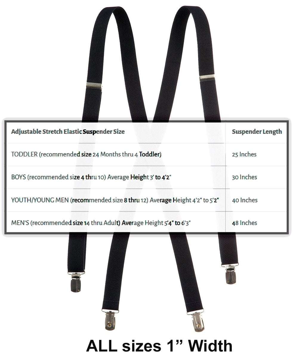 Neck Tie Pocket Square and Adjustable Stretch Suspender Set 