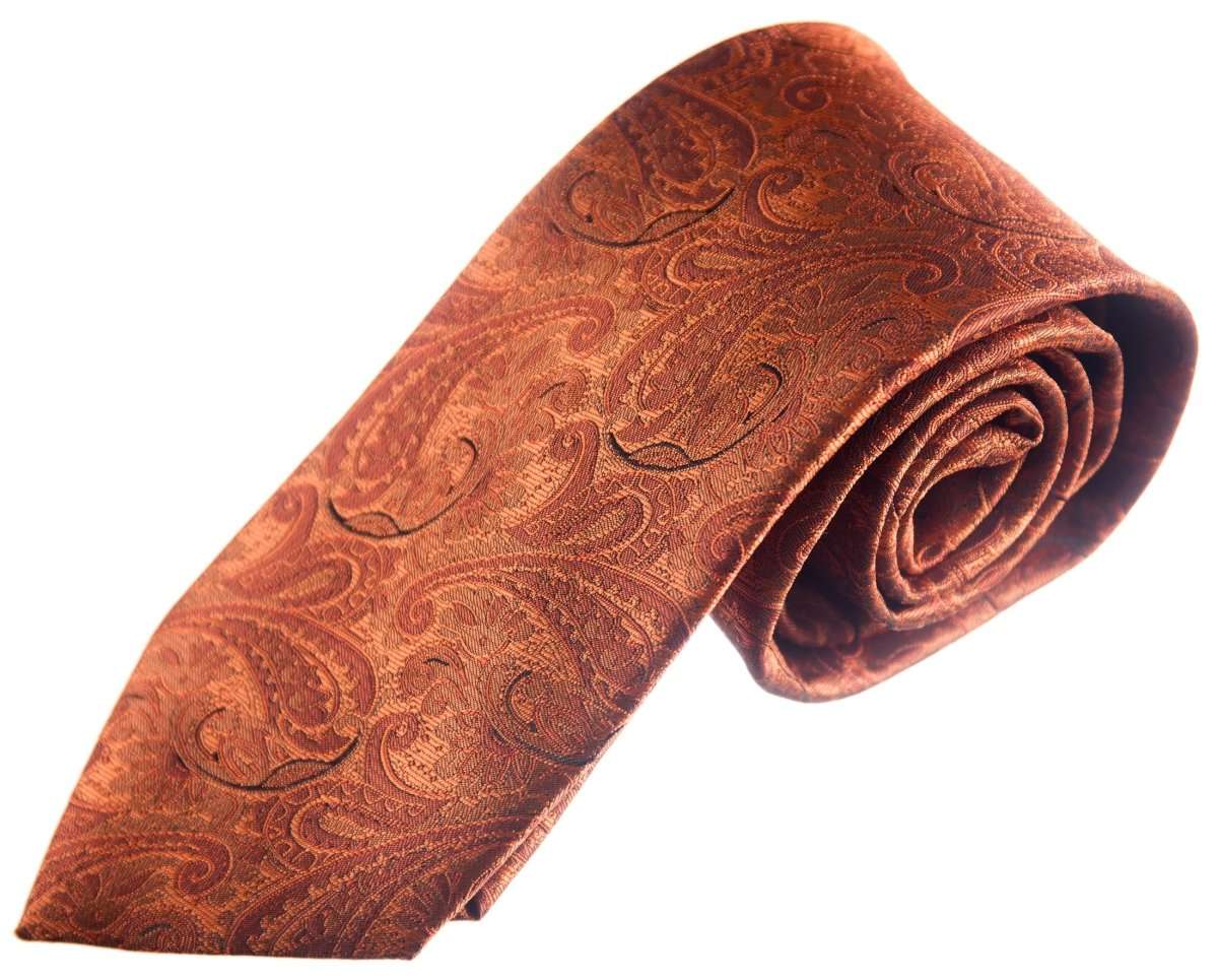 Necktie Satin Paisley Jacquard Self Tie Classic Windsor 