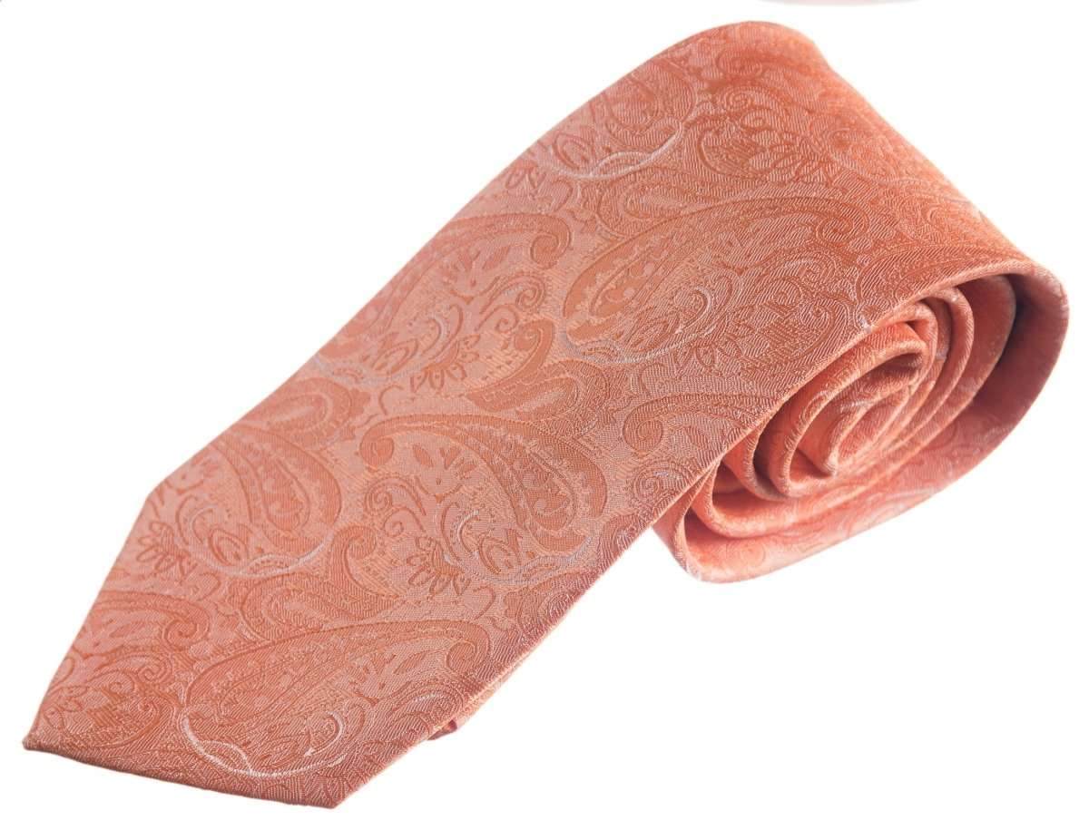 Necktie Satin Paisley Jacquard Self Tie Classic Windsor 