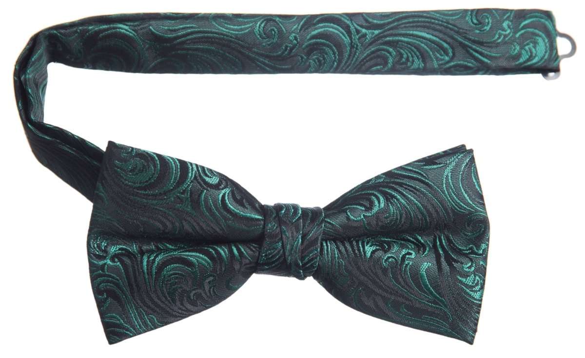 Pre-tied Adjustable Bow Tie of Satin Paisley Jacquard 