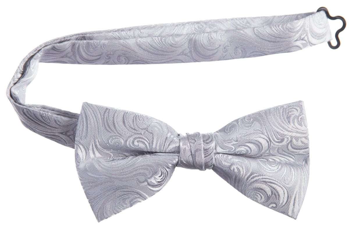 Pre-tied Adjustable Bow Tie of Satin Paisley Jacquard 