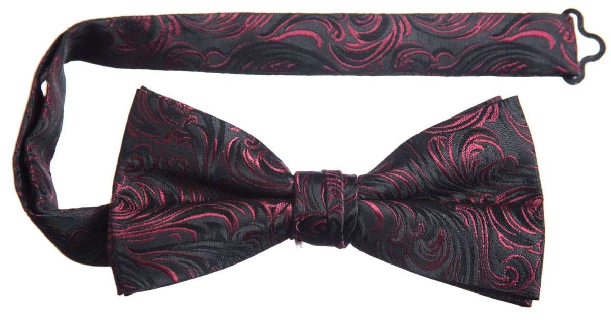 Pre-tied Adjustable Bow Tie of Satin Paisley Jacquard 