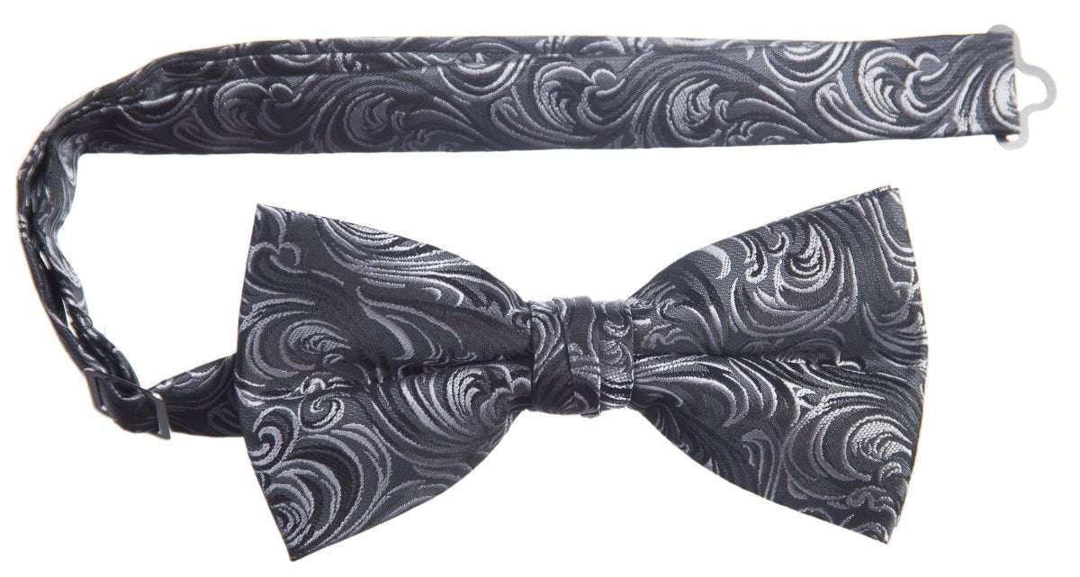 Pre-tied Adjustable Bow Tie of Satin Paisley Jacquard 