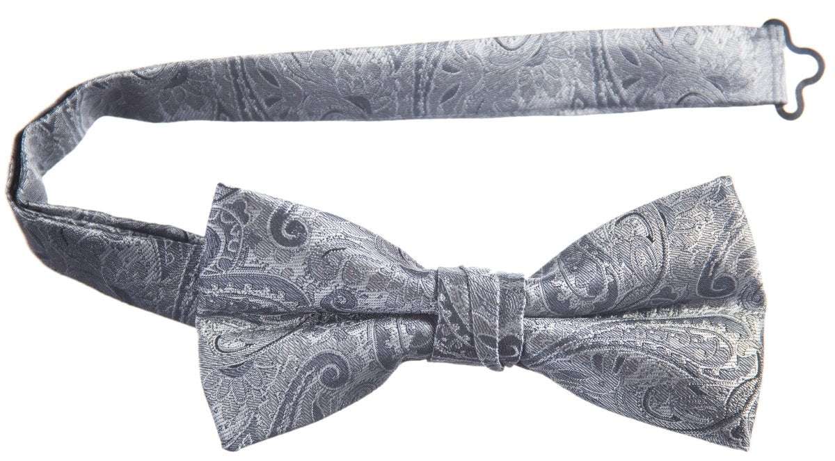 Pre-tied Adjustable Bow Tie of Satin Paisley Jacquard 