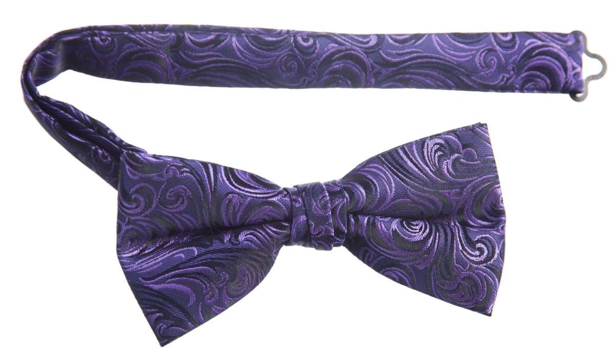 Pre-tied Adjustable Bow Tie of Satin Paisley Jacquard 