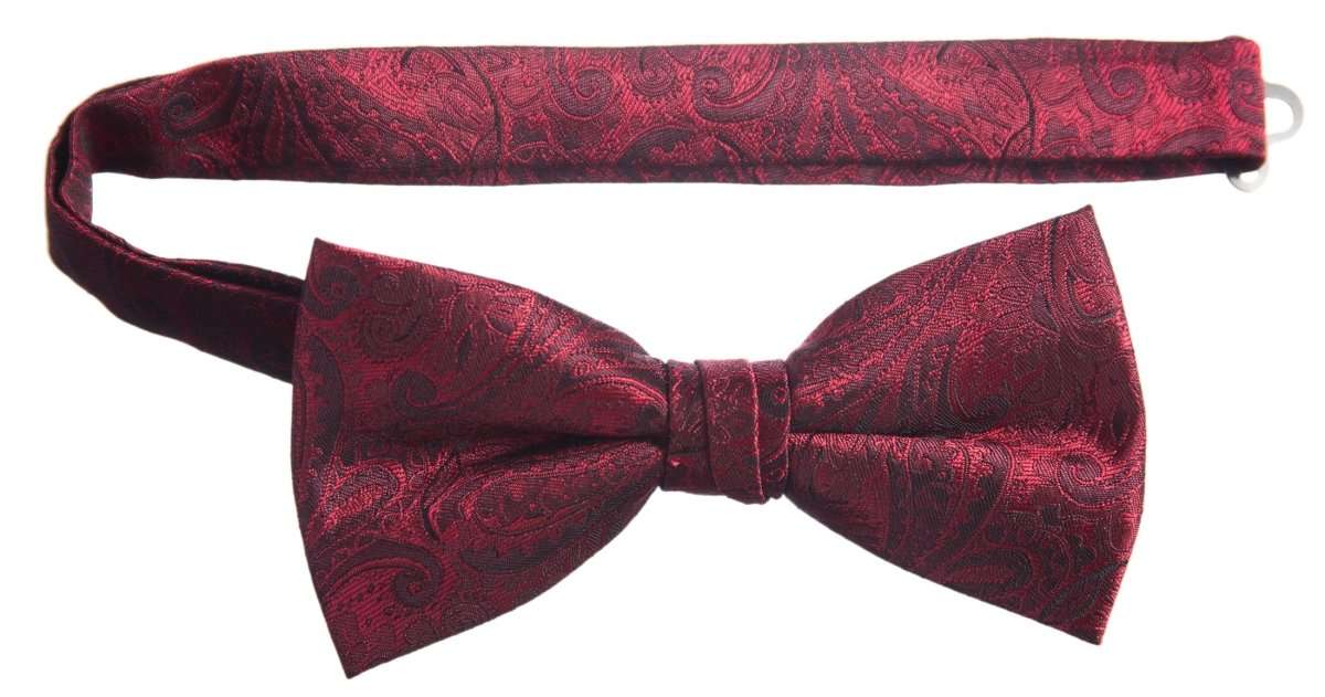 Pre-tied Adjustable Bow Tie of Satin Paisley Jacquard 