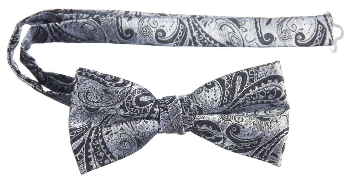 Pre-tied Adjustable Bow Tie of Satin Paisley Jacquard 