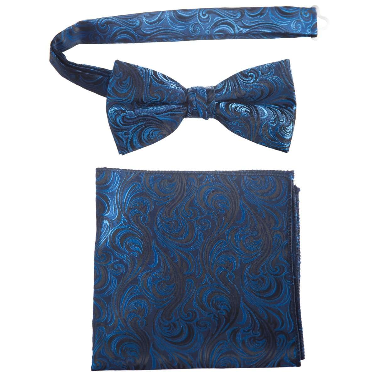 Pre-tied Bow Tie and Pocket Square Paisley Jacquard Handkerchief Sets 