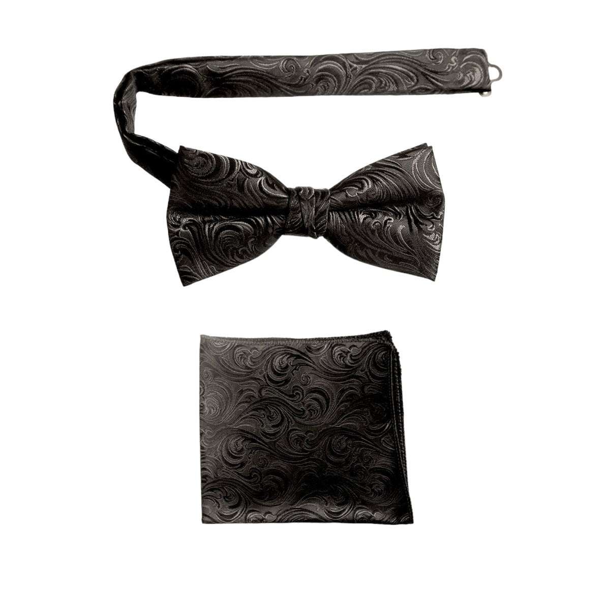 Pre-tied Bow Tie and Pocket Square Paisley Jacquard Handkerchief Sets 