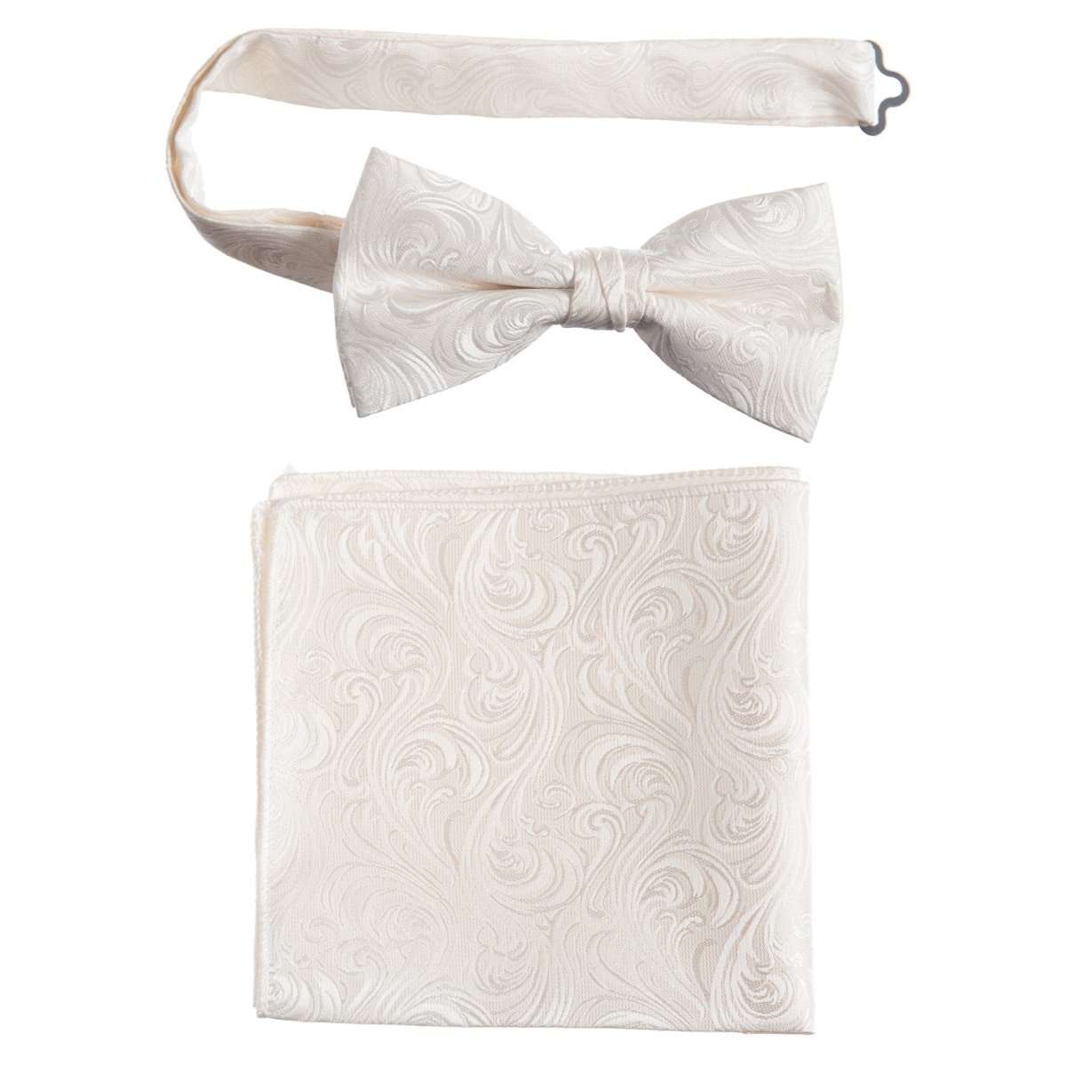 Pre-tied Bow Tie and Pocket Square Paisley Jacquard Handkerchief Sets 