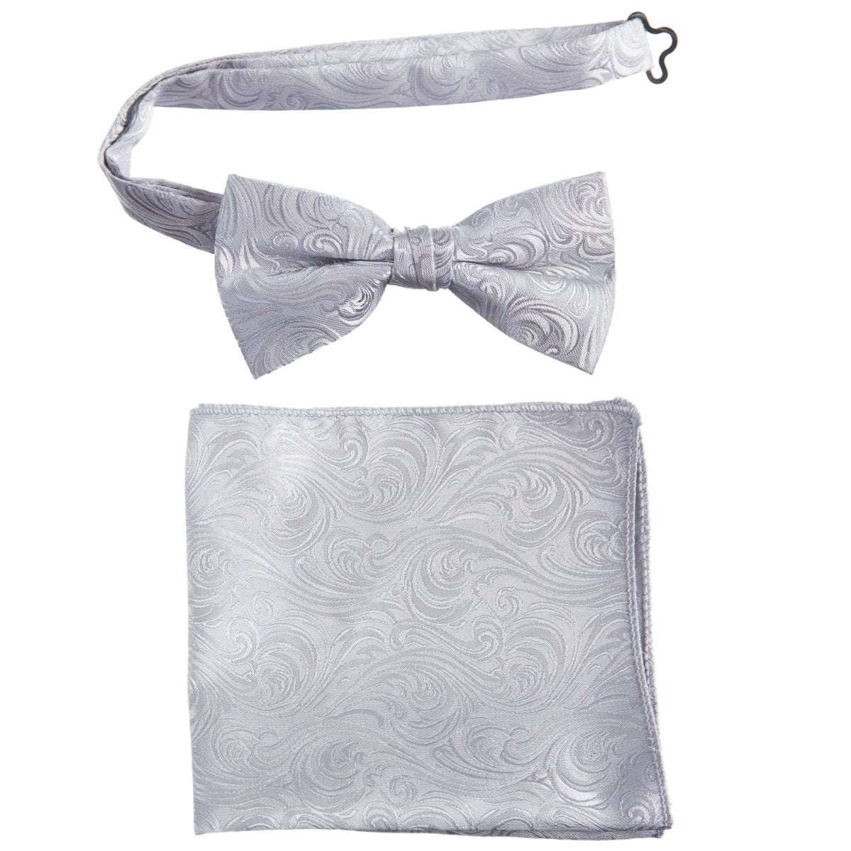 Pre-tied Bow Tie and Pocket Square Paisley Jacquard Handkerchief Sets 