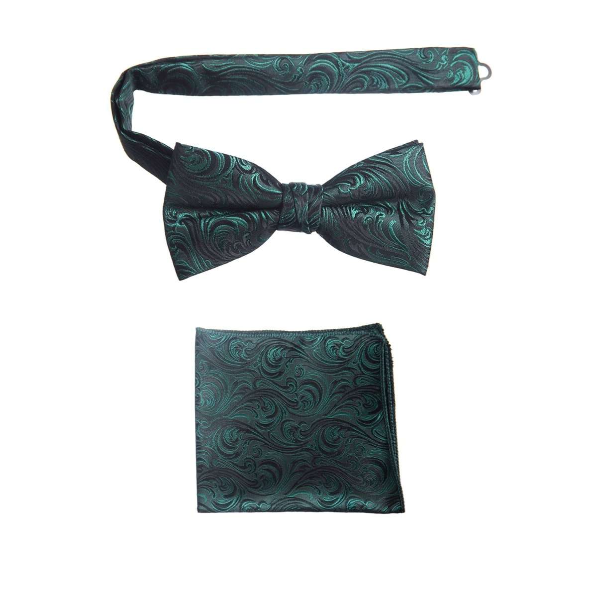 Pre-tied Bow Tie and Pocket Square Paisley Jacquard Handkerchief Sets 