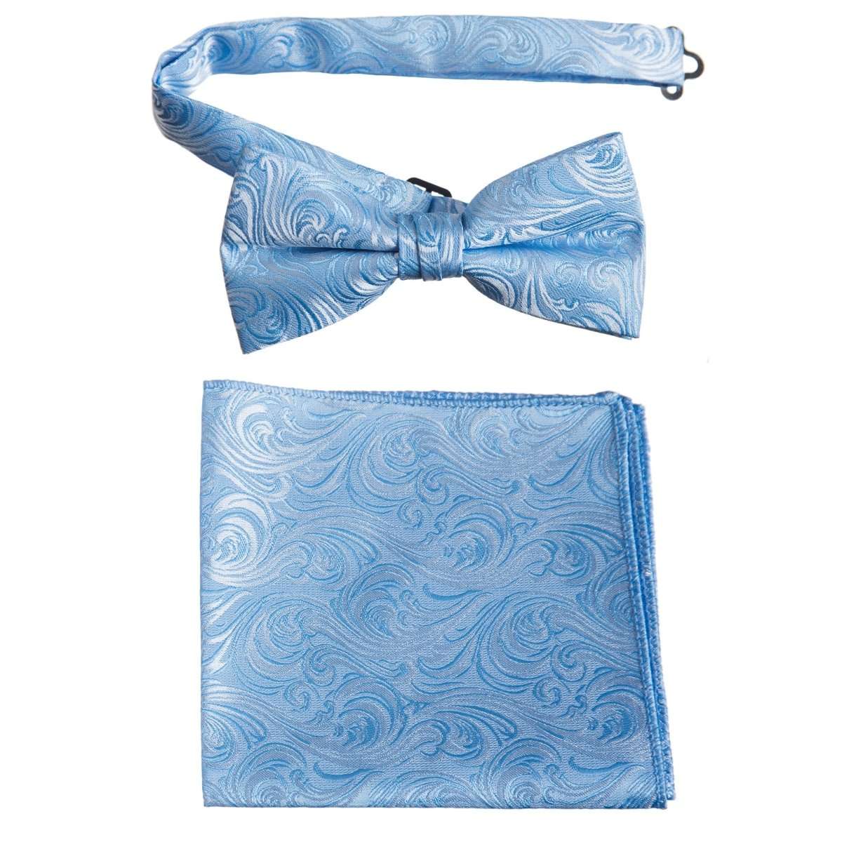 Pre-tied Bow Tie and Pocket Square Paisley Jacquard Handkerchief Sets 