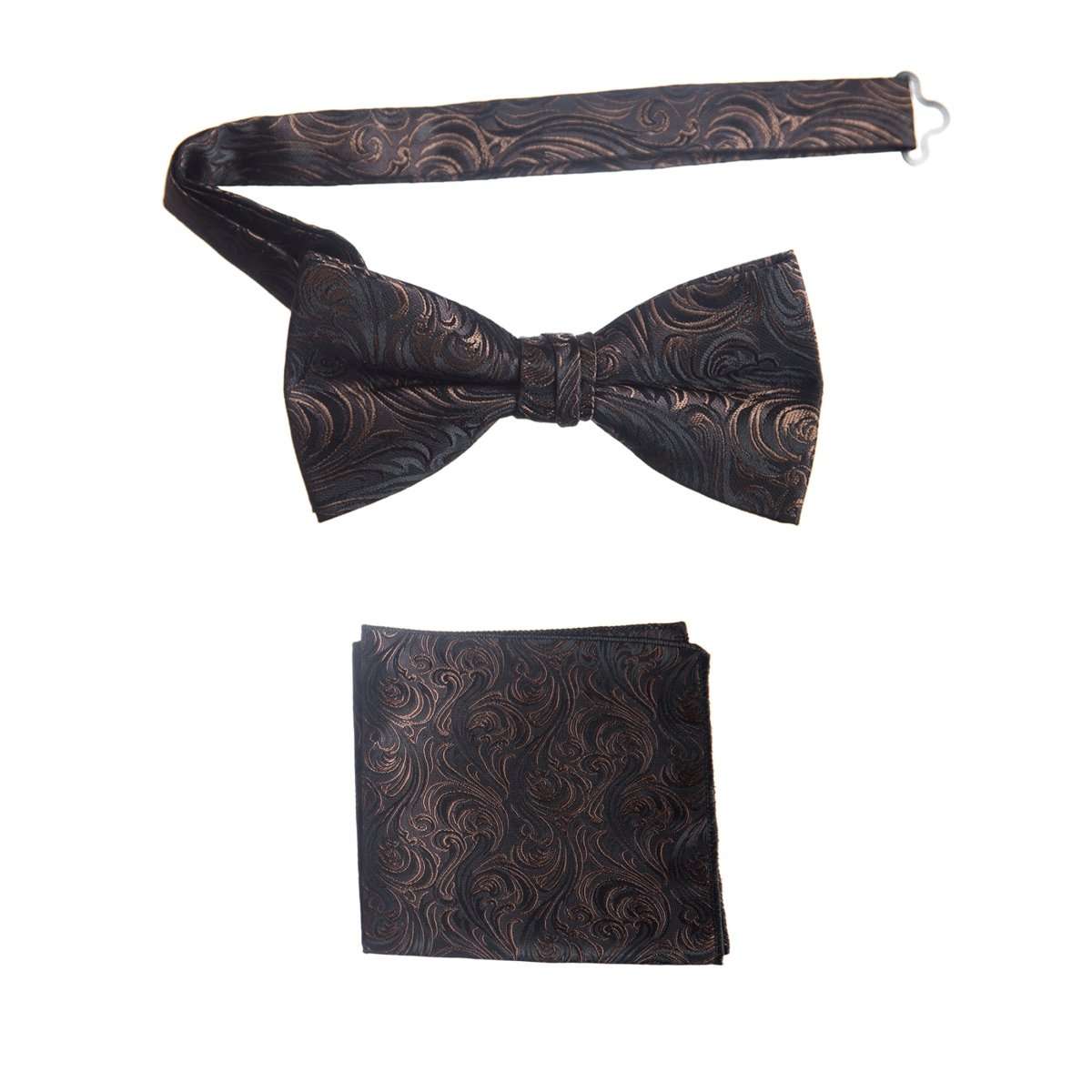 Pre-tied Bow Tie and Pocket Square Paisley Jacquard Handkerchief Sets 