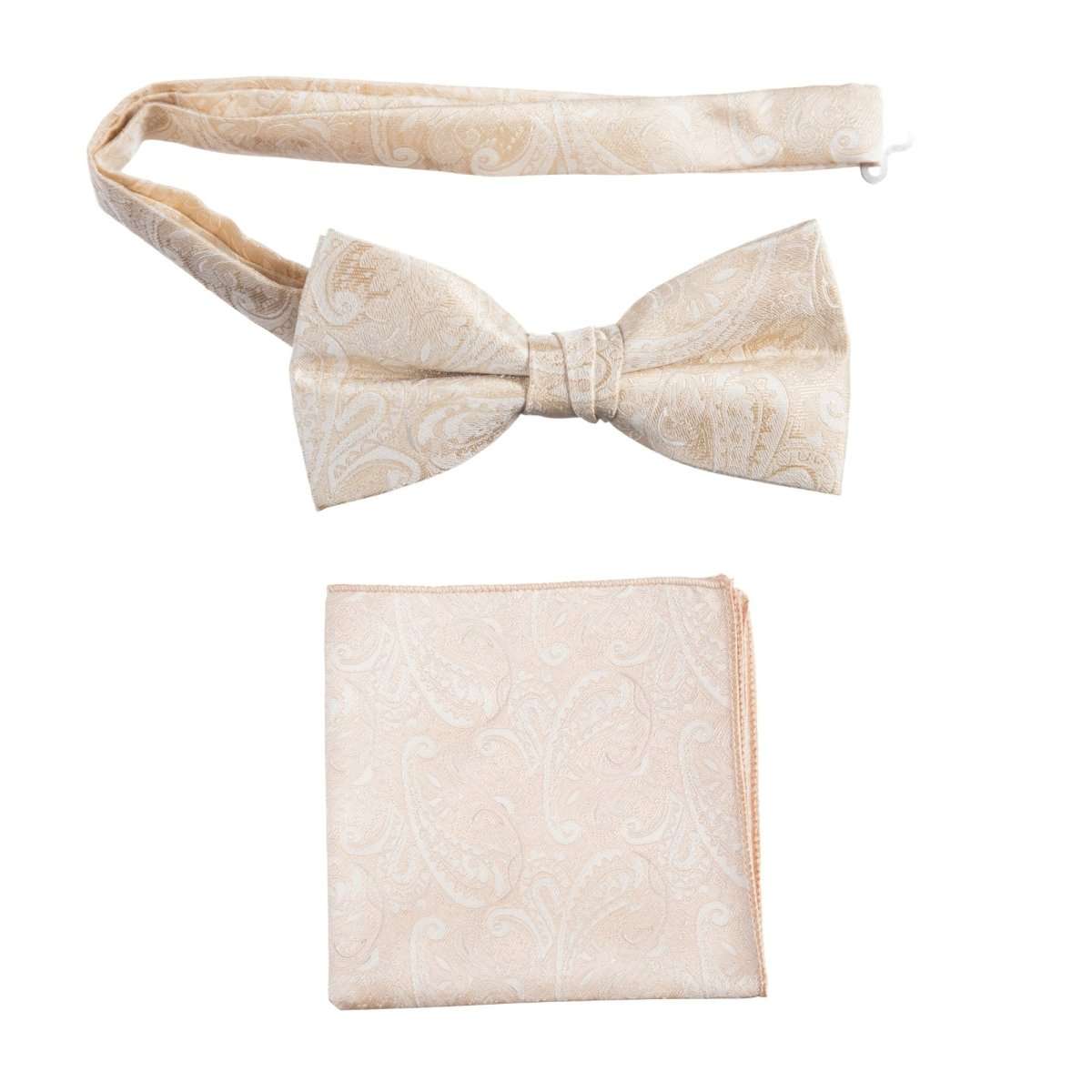 Pre-tied Bow Tie and Pocket Square Paisley Jacquard Handkerchief Sets 