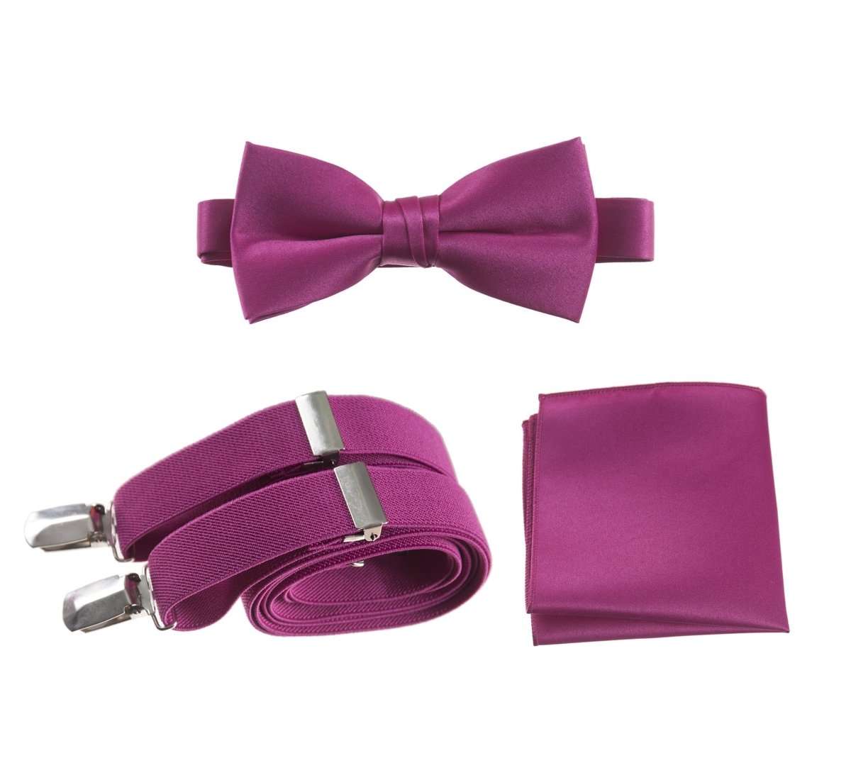 Pre-tied Bow Tie & Pocket Square with Adjustable Stretch Suspender - Tuxgear