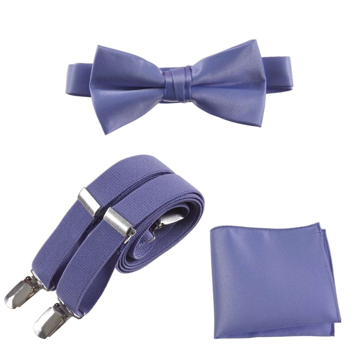 Pre-tied Bow Tie & Pocket Square with Adjustable Stretch Suspender 