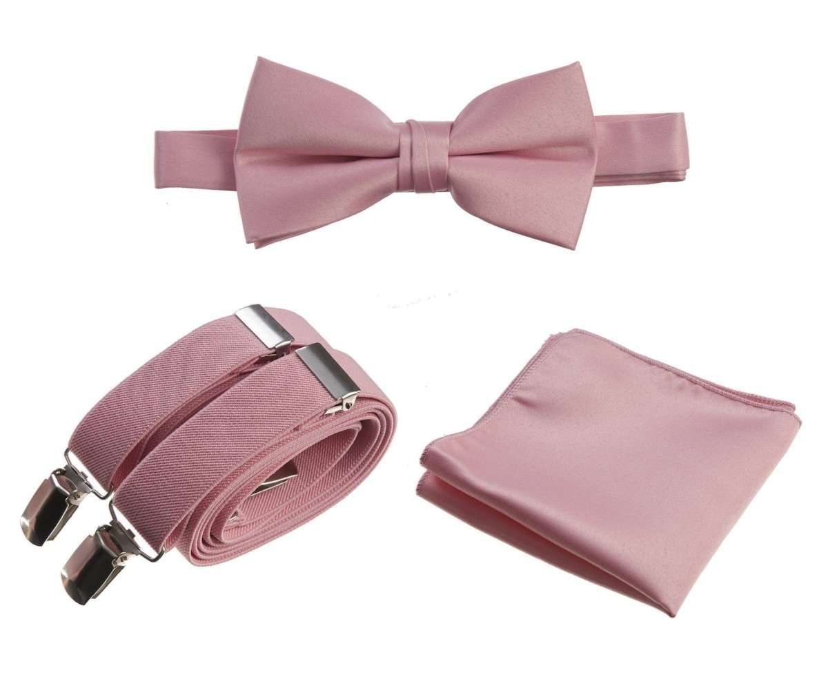 Pre-tied Bow Tie & Pocket Square with Adjustable Stretch Suspender 