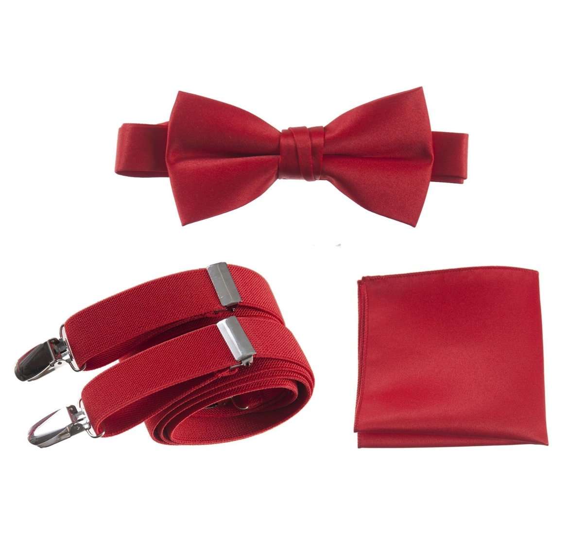 Pre-tied Bow Tie & Pocket Square with Adjustable Stretch Suspender - Tuxgear