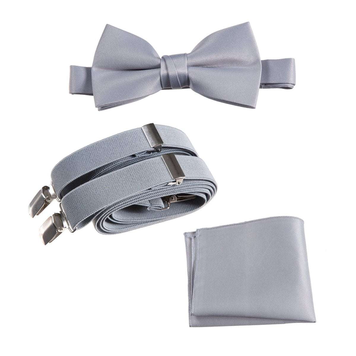 Pre-tied Bow Tie & Pocket Square with Adjustable Stretch Suspender - Tuxgear