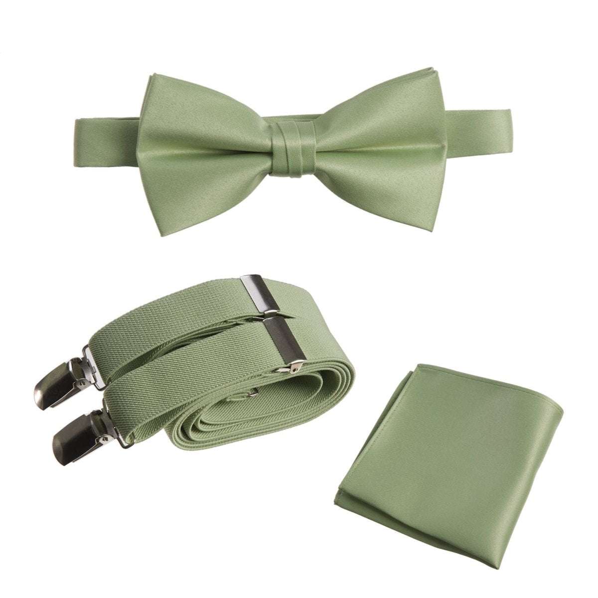 Pre-tied Bow Tie & Pocket Square with Adjustable Stretch Suspender - Tuxgear