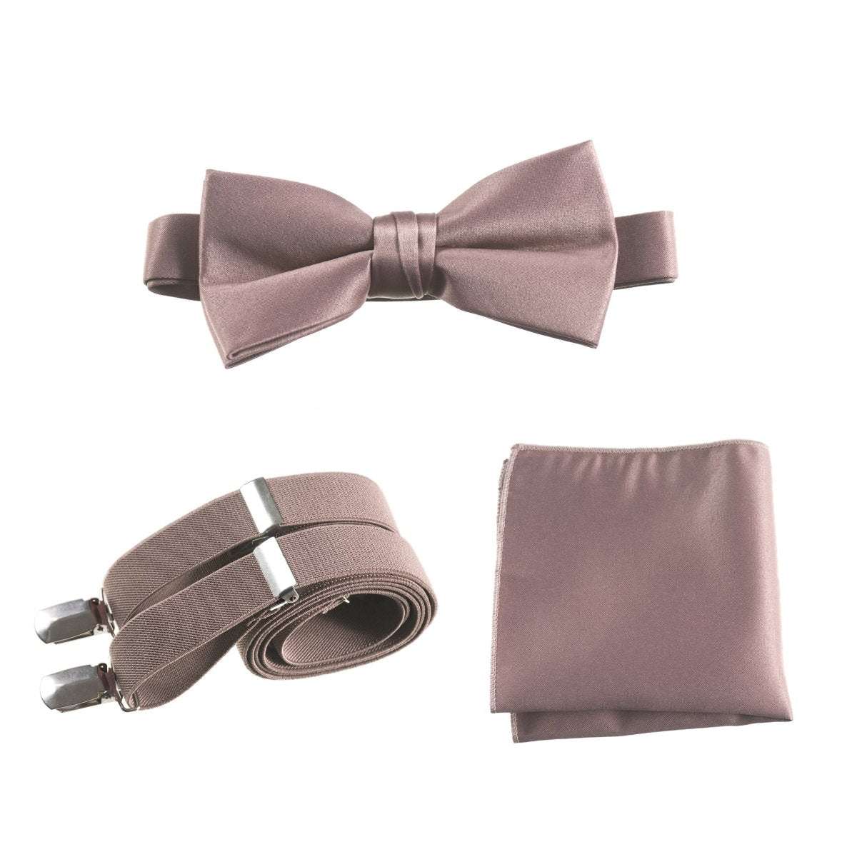 Pre-tied Bow Tie & Pocket Square with Adjustable Stretch Suspender 