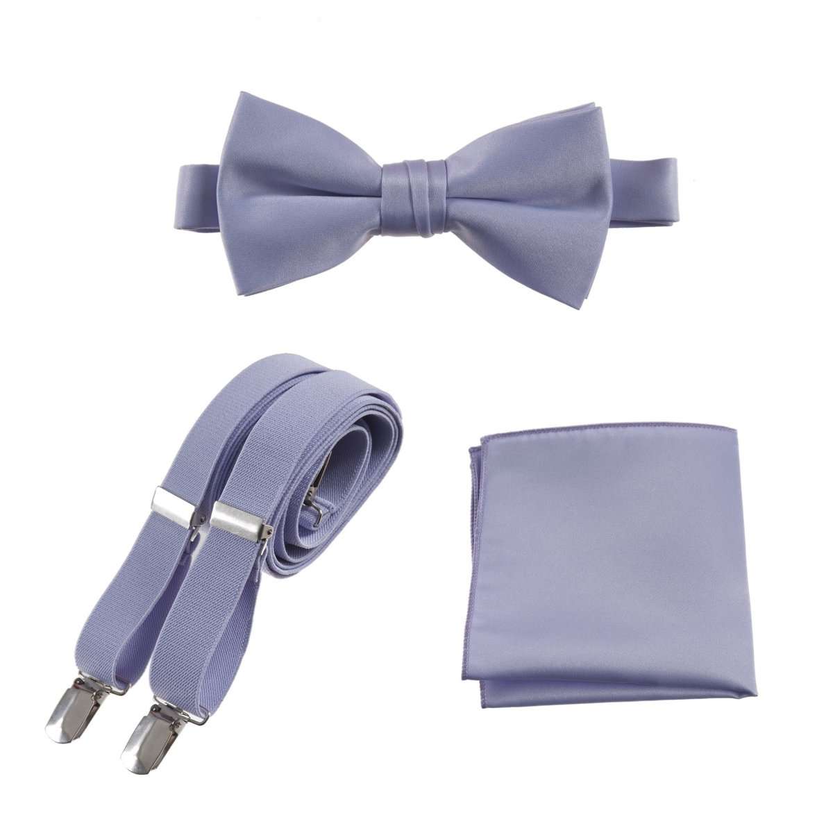 Pre-tied Bow Tie & Pocket Square with Adjustable Stretch Suspender 