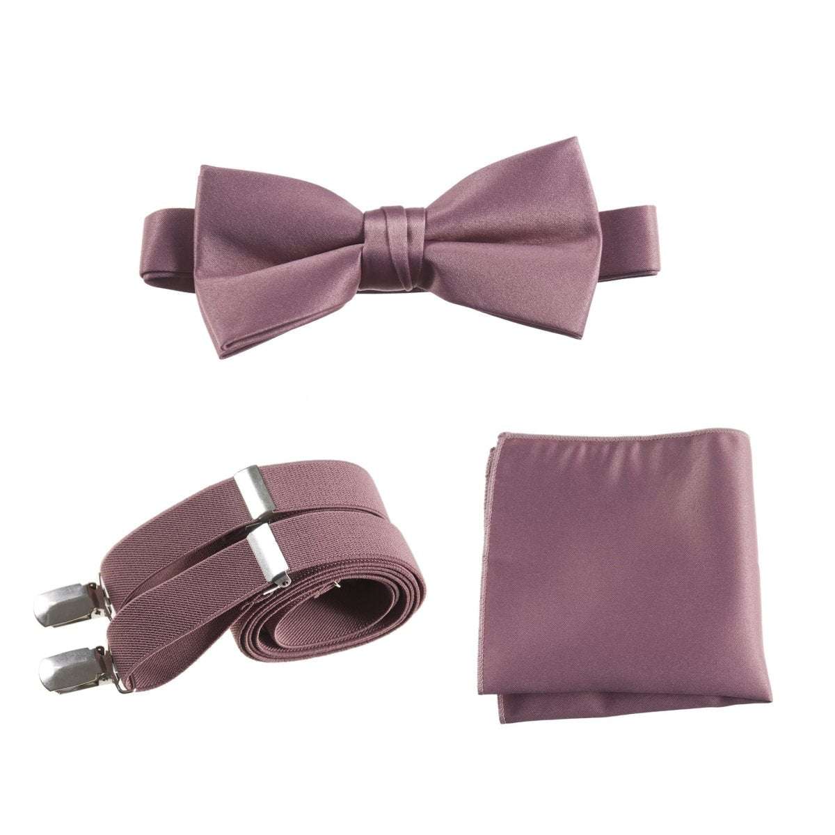 Pre-tied Bow Tie & Pocket Square with Adjustable Stretch Suspender - Tuxgear