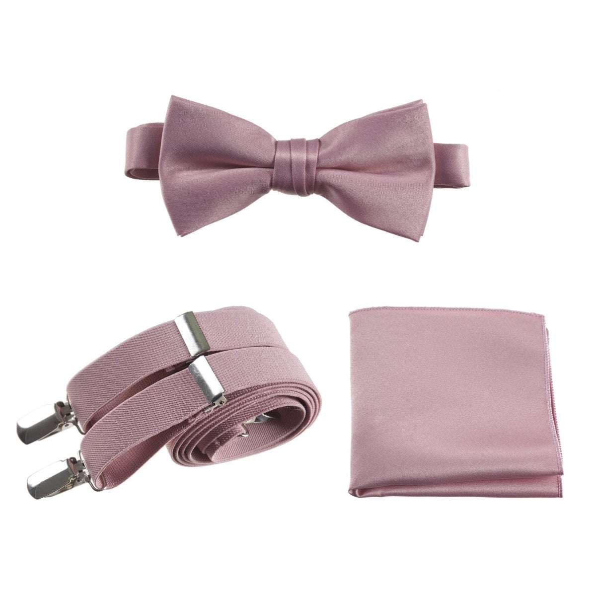 Pre-tied Bow Tie & Pocket Square with Adjustable Stretch Suspender - Tuxgear