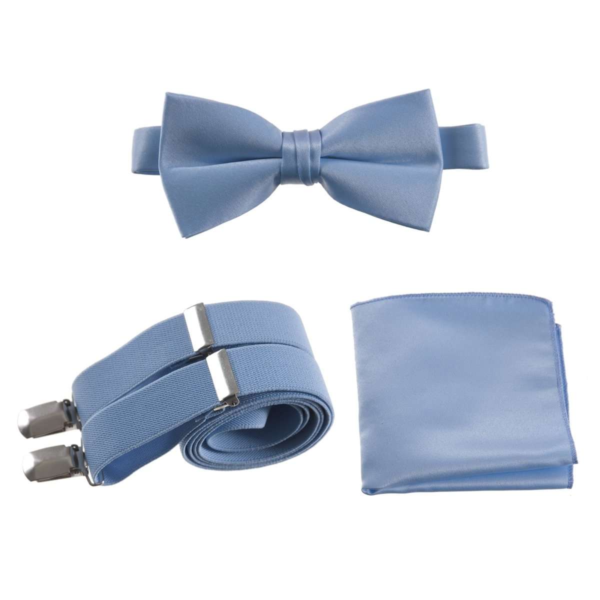 Pre-tied Bow Tie & Pocket Square with Adjustable Stretch Suspender 