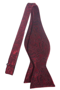 Self Tie Bow Tie with Adjustable Neck Strap of Paisley Jacquard 