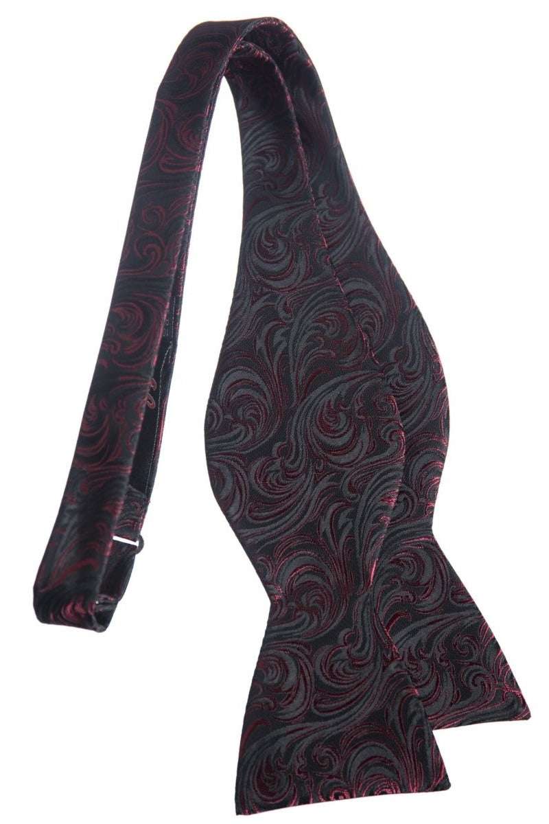 Self Tie Bow Tie with Adjustable Neck Strap of Paisley Jacquard 