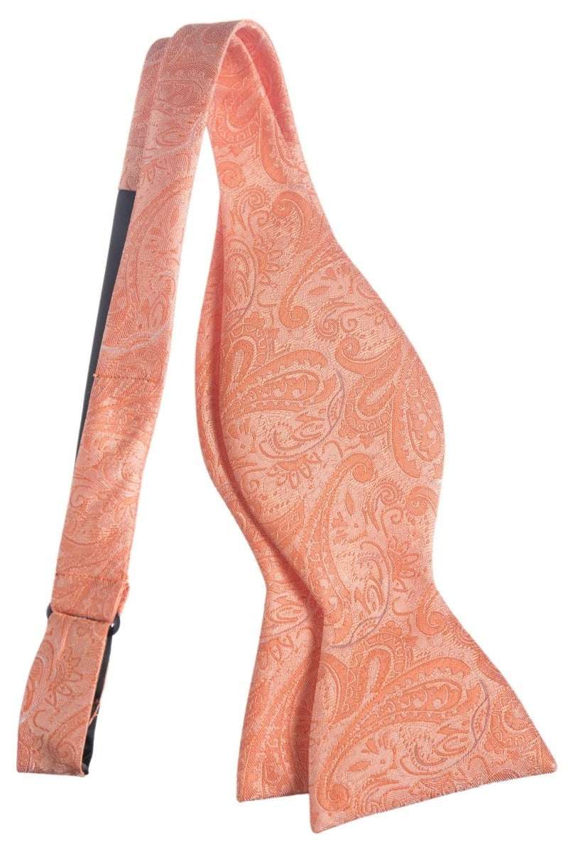 Self Tie Bow Tie with Adjustable Neck Strap of Paisley Jacquard 