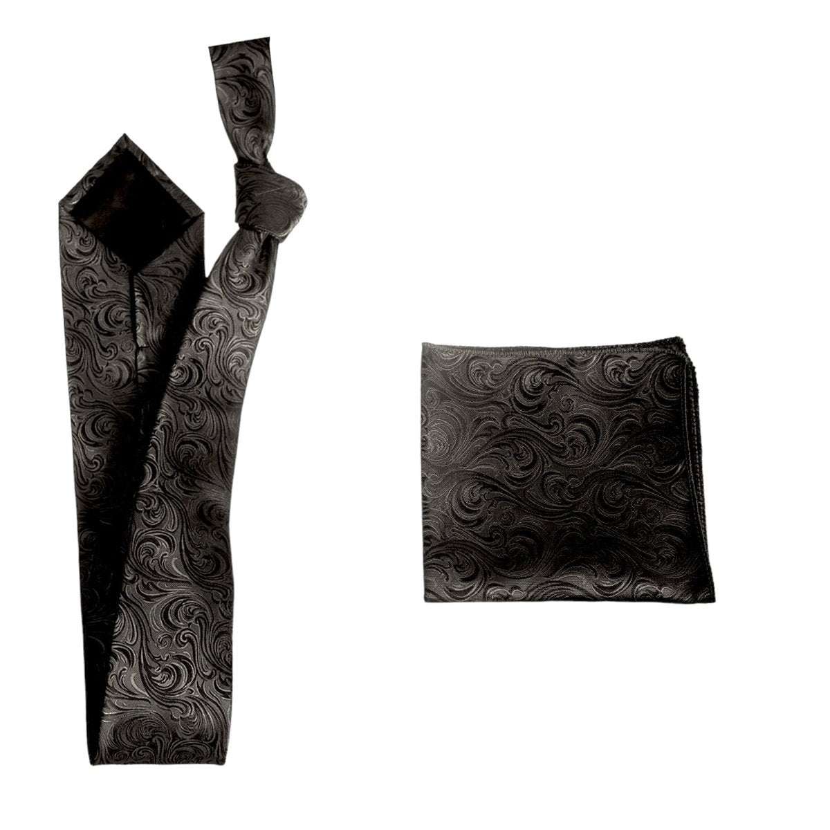 Self Tie  Classic Windsor Necktie and Pocket  Square Paisley Jacquard 