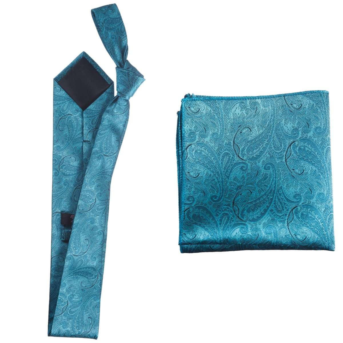 Self Tie  Classic Windsor Necktie and Pocket  Square Paisley Jacquard 