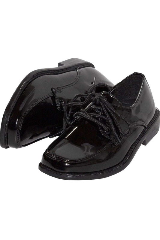 Tuxgear Boys White or Black Square Toe Patent Leather Shiny Tuxedo Shoes Communion and Weddings 