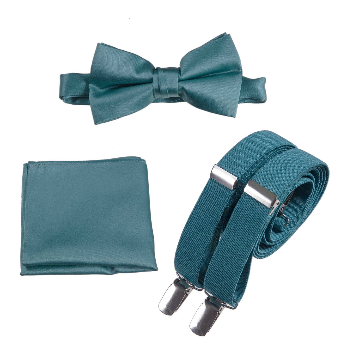 Pre-tied Bow Tie & Pocket Square with Adjustable Stretch Suspender - Tuxgear