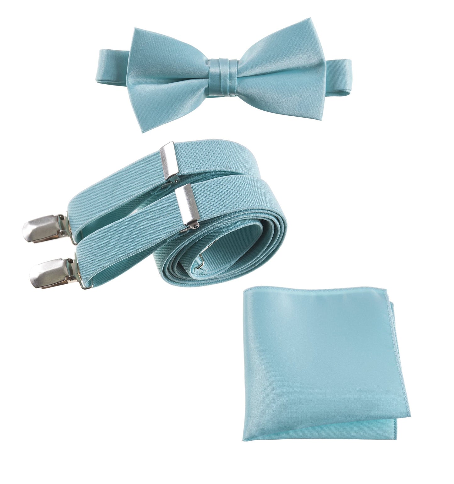 Pre-tied Bow Tie & Pocket Square with Adjustable Stretch Suspender - Tuxgear