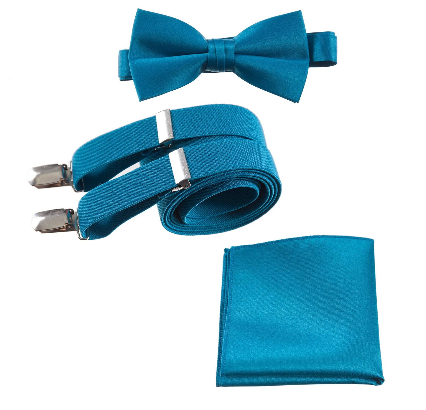 Pre-tied Bow Tie & Pocket Square with Adjustable Stretch Suspender - Tuxgear