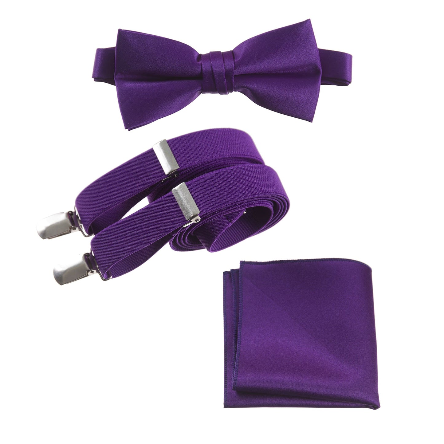 Pre-tied Bow Tie & Pocket Square with Adjustable Stretch Suspender - Tuxgear